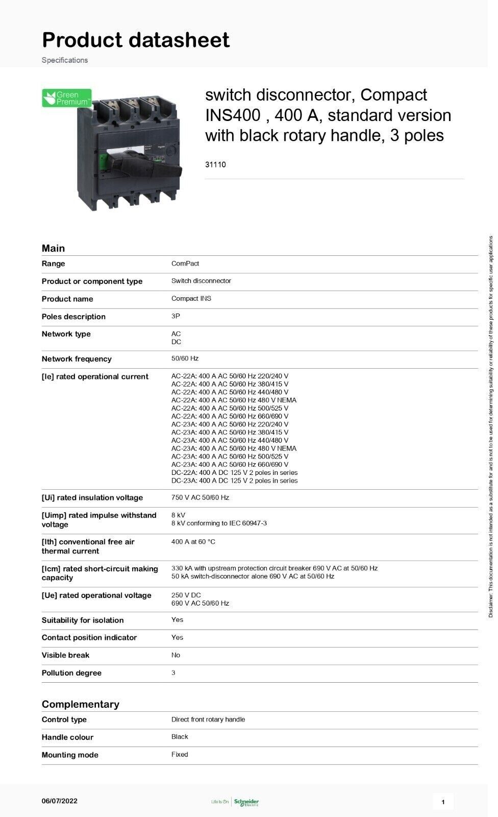 Schneider Electric – Disconnect Switch -2