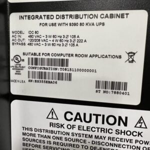 A-Eaton 9390 Integrated Distribution Cabinet IDC 80- 480/208 - 3 Phase Transformer - Image 4